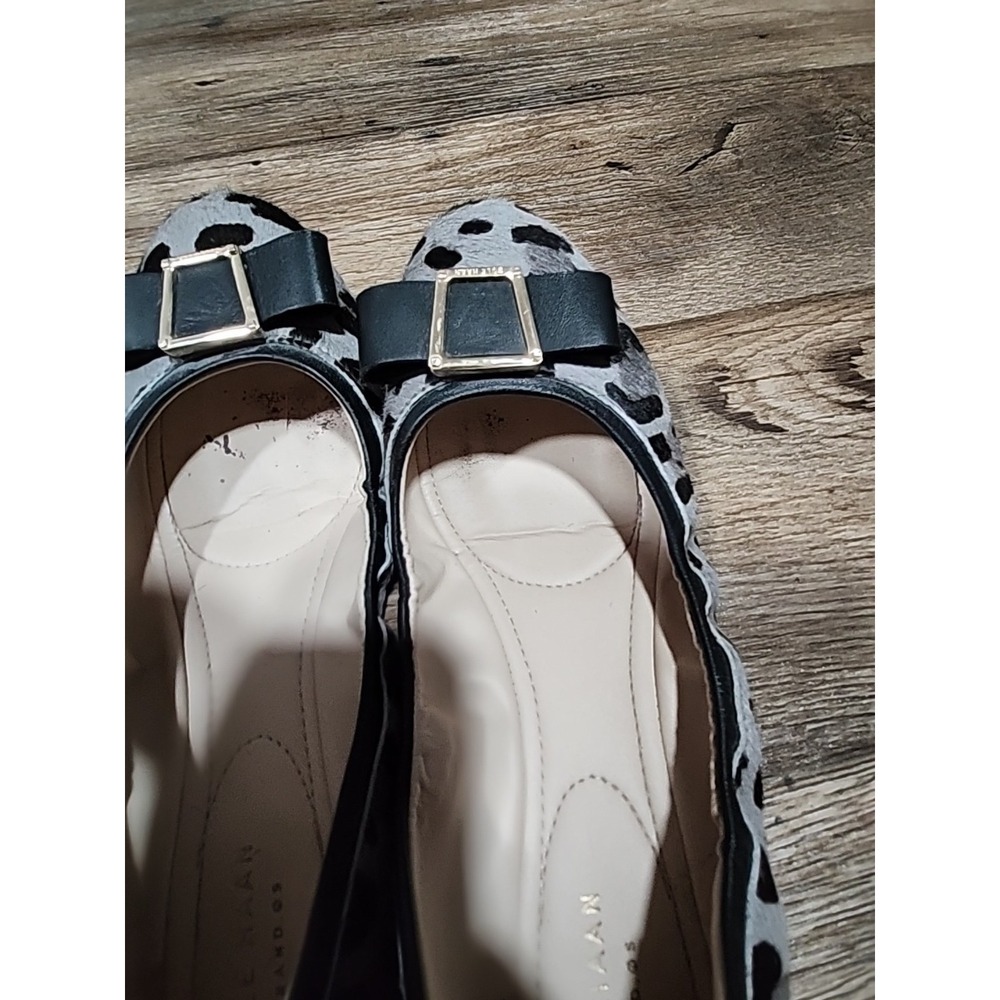 Cole Haan Womens Leopard Calf Hair Patent Leather Wedge Shoes 9.5 B Cheetah Gray - Picture 11 of 13